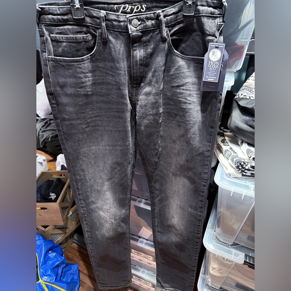 PRPS Le Sabre Jeans Slim Straight Fit Mens Size 34x33 Japanese Denim Black
